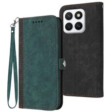 Per Honor X8c 4G Custodia in pelle con cinturino a doppia piega e fibbia laterale (verde scuro)
