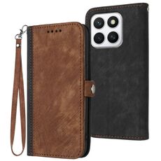 Per Honor X8c 4G Custodia in pelle con cinturino a doppia piega e fibbia laterale (marrone)
