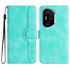 Custodia in pelle con motivo a cuore per Honor 400 (azzurro chiaro)