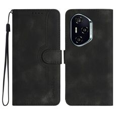 Custodia in pelle con motivo a cuore per Honor 400 (nera)
