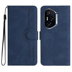 Custodia in pelle con motivo a cuore per Honor 400 (blu reale)