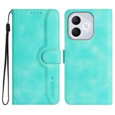Custodia in pelle con motivo a cuore per Honor 400 Lite (azzurro chiaro)