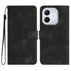 Custodia in pelle con motivo a cuore per Honor 400 Lite (nero)