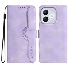 Custodia in pelle con motivo a cuore per Honor 400 Lite (viola)