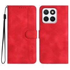 Custodia in pelle con motivo a cuore per Honor X8c 4G (rosso)