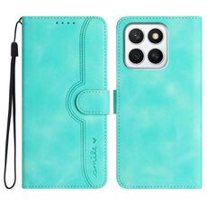 Custodia in pelle con motivo a cuore per Honor X8c 4G (azzurro chiaro)