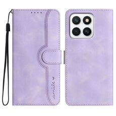 Per Honor X8c 4G Custodia in pelle con motivo a cuore (viola)