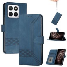 Per Honor X8c 4G Custodia per telefono in pelle con effetto pelle cubica (blu)
