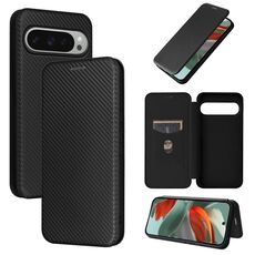 Per Google Pixel 10 Pro XL 5G Custodia per telefono in pelle con texture in fibra di carbonio globale (nero)