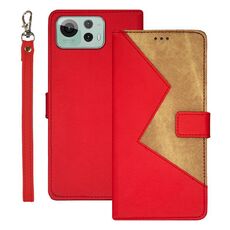 Per Asus Zenfone 12 Ultra idewei Custodia per telefono in pelle bicolore con cuciture (rosso)