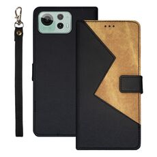 Per Asus Zenfone 12 Ultra idewei Custodia per telefono in pelle bicolore con cuciture (nera)