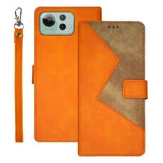 Per Asus Zenfone 12 Ultra idewei Custodia per telefono in pelle bicolore con cuciture (arancione)