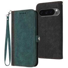 Per Google Pixel 10 / Pixel 10 Pro Custodia in pelle con cinturino a doppia piega e fibbia laterale (verde scuro)