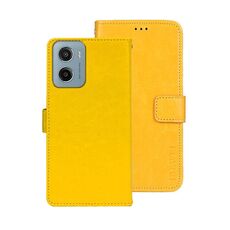 Per Motorola Moto E15 idewei Crazy Horse Texture Custodia in pelle per telefono (giallo)