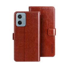 Per Motorola Moto E15 idewei Crazy Horse Texture Custodia in pelle per telefono (marrone)