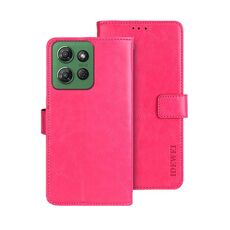 Per Motorola Moto G Power 2025 idewei Crazy Horse Texture Custodia in pelle per telefono (rosso rosa)