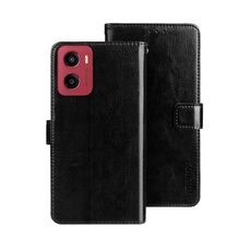 Per Motorola Moto G05 idewei Crazy Horse Texture Custodia in pelle per telefono (nero)