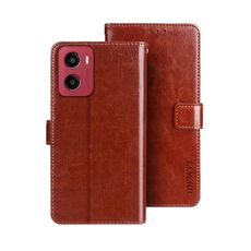 Per Motorola Moto G05 idewei Crazy Horse Texture Custodia in pelle per telefono (marrone)