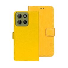 Per Motorola Moto G15 Power idewei Crazy Horse Texture Custodia in pelle per telefono (giallo)
