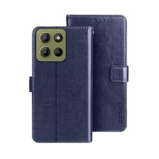 Per Motorola Moto G15 Power idewei Crazy Horse Texture Custodia in pelle per telefono (blu)