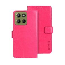 Per Motorola Moto G15 Power idewei Crazy Horse Texture Custodia in pelle per telefono (rosso rosa)