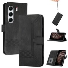 Per Tecno Camon 40 Pro 4G Custodia in pelle con chiusura a scatto Cubic Skin Feel (nero)