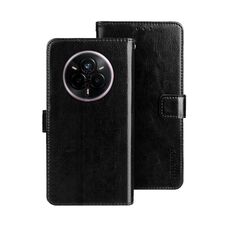Per Realme 14 Pro 5G idewei Crazy Horse Texture Custodia in pelle per telefono (nero)