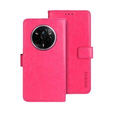 Per Realme 14 Pro 5G idewei Crazy Horse Texture Custodia in pelle per telefono (rosso rosa)