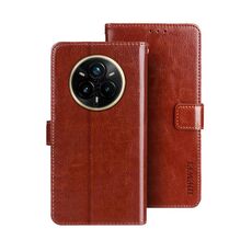 Per Realme 14 Pro+ 5G idewei Crazy Horse Texture Custodia in pelle per telefono (marrone)