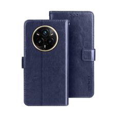 Per Realme 14 Pro+ 5G idewei Crazy Horse Texture Custodia in pelle per telefono (blu)