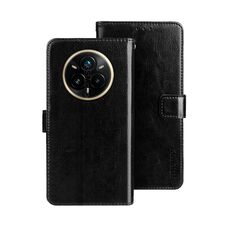 Per Realme 14 Pro+ 5G idewei Crazy Horse Texture Custodia in pelle per telefono (nero)