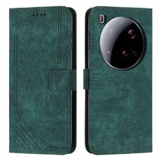 Per Xiaomi 15 Custodia per telefono in pelle con motivo a strisce Ultra Skin Feel con cordino (verde)