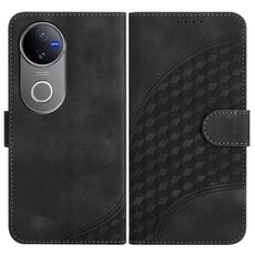 Per vivo V50 Custodia in pelle con motivo a testa di elefante e cordino (nero)