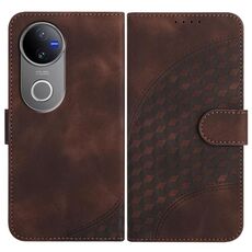 Per vivo V50 Custodia in pelle con motivo a testa di elefante e cordino (caffè)
