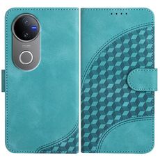 Per vivo V50 Custodia in pelle con motivo a testa di elefante e cordino (azzurro chiaro)
