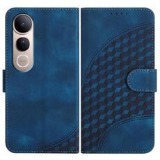 Per vivo V50 Lite 4G / 5G Custodia in pelle con motivo a testa di elefante e cordino (blu reale)