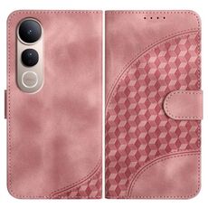 Per vivo V50 Lite 4G / 5G Custodia in pelle con motivo a testa di elefante e cordino (rosa)
