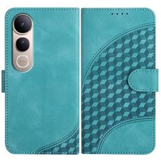Per vivo V50 Lite 4G / 5G Custodia in pelle con motivo a testa di elefante e cordino (azzurro chiaro)