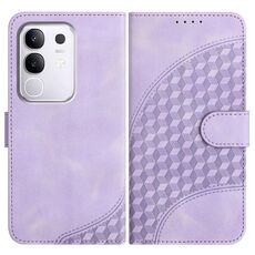 Per vivo Y29 4G Custodia in pelle con motivo a testa di elefante in rilievo con cordino (viola chiaro)