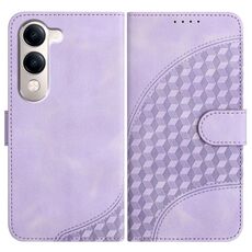 Per vivo Y29s 5G / Y04 4G Custodia in pelle con motivo a testa di elefante in rilievo con cordino (viola chiaro)