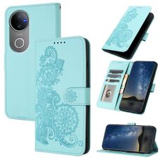 Per vivo V50 Datura Flower Embossed Flip Custodia in Pelle per Telefono (Blu Chiaro)