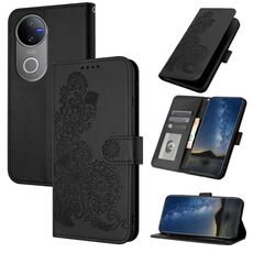 Per vivo V50 Datura Flower Embossed Flip Custodia in Pelle per Telefono (Nero)