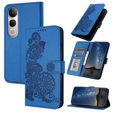 Per vivo V50 Lite 4G / 5G Custodia in pelle con motivo a fiori di Datura (blu)