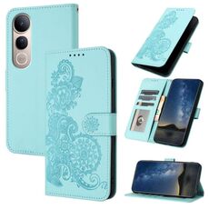 Per vivo V50 Lite 4G / 5G Custodia in pelle con motivo a fiori di Datura in rilievo (azzurro chiaro)