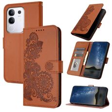 Per vivo Y29 4G Datura Flower Custodia in pelle con motivo a flip goffrato (marrone)