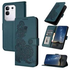 Per vivo Y29 4G Datura Flower Custodia in pelle con motivo a flip (verde scuro)