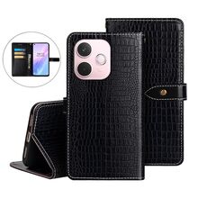 Per OPPO A5 Pro 5G Global idewei Custodia per telefono in pelle con texture di coccodrillo (nero)