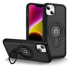 Per iPhone 14 Custodia magnetica con supporto ad anello (nero)