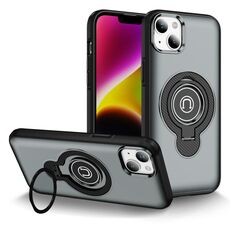 Per iPhone 14 Custodia magnetica con supporto ad anello (grigio)