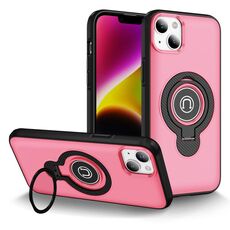 Per iPhone 14 Custodia magnetica con supporto ad anello (rosa brillante)